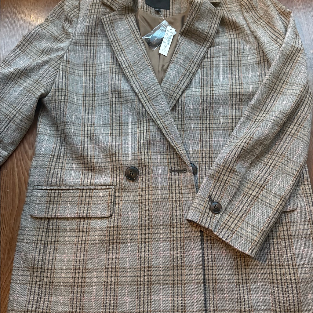 Madewell Plaid Blazer In Brown And Tan